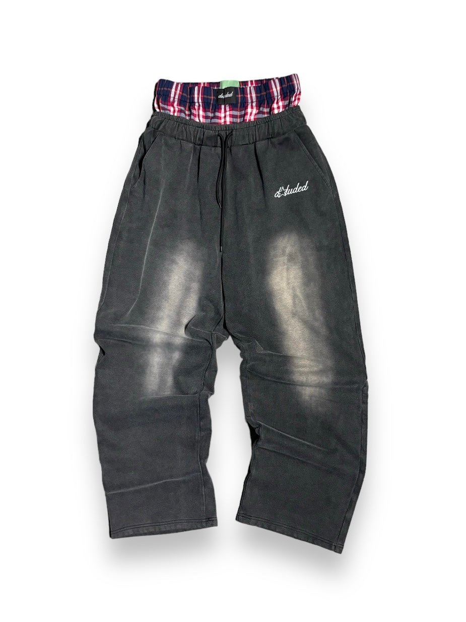 WASHED DOUBLE BOXER SWEATS IN STONE GREY