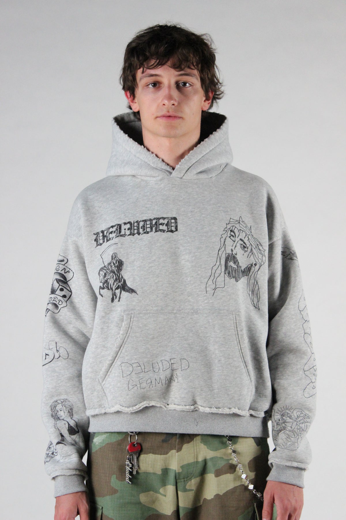 SCRIBBLE HOODIE HEATHER GREY