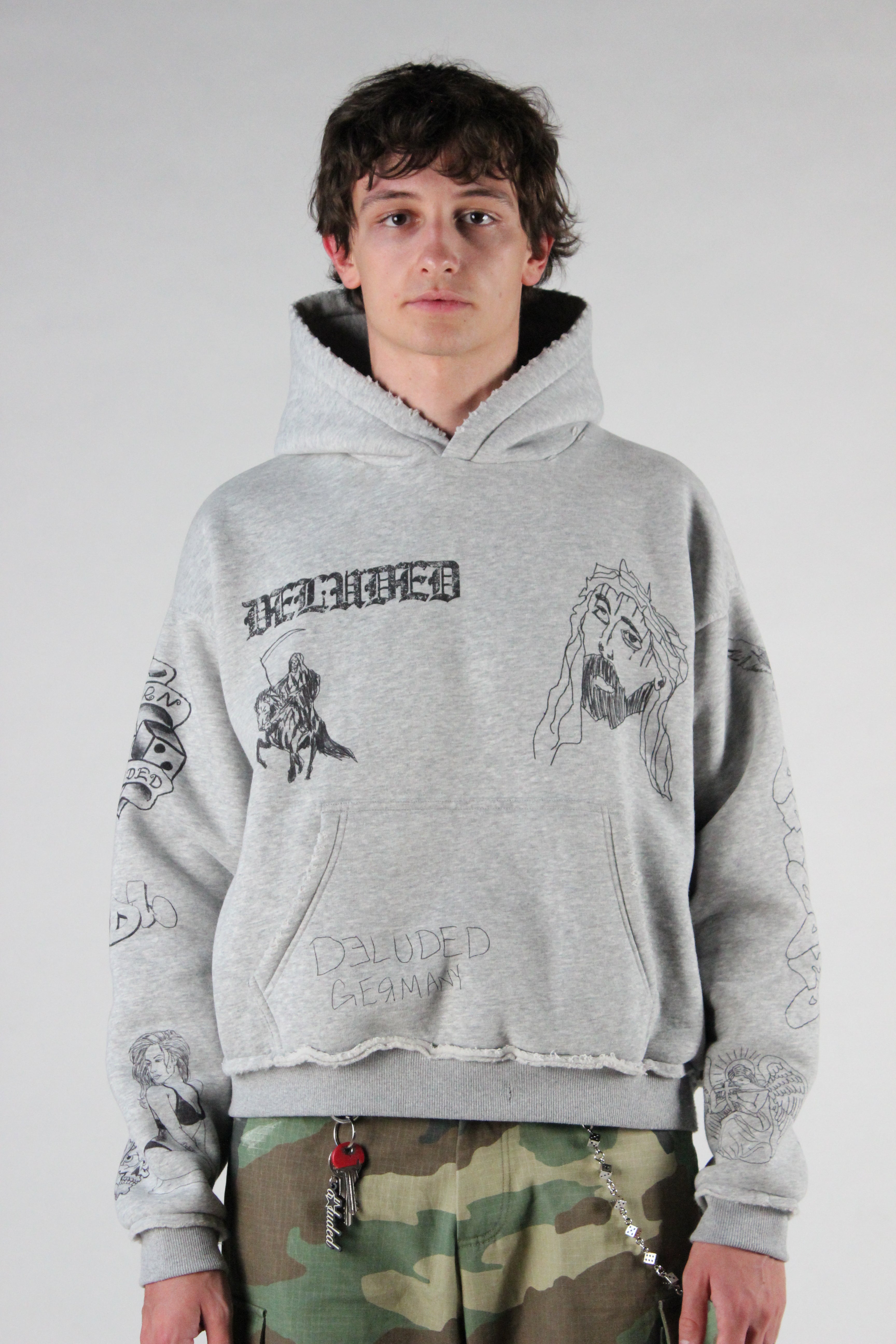SCRIBBLE HOODIE HEATHER GREY