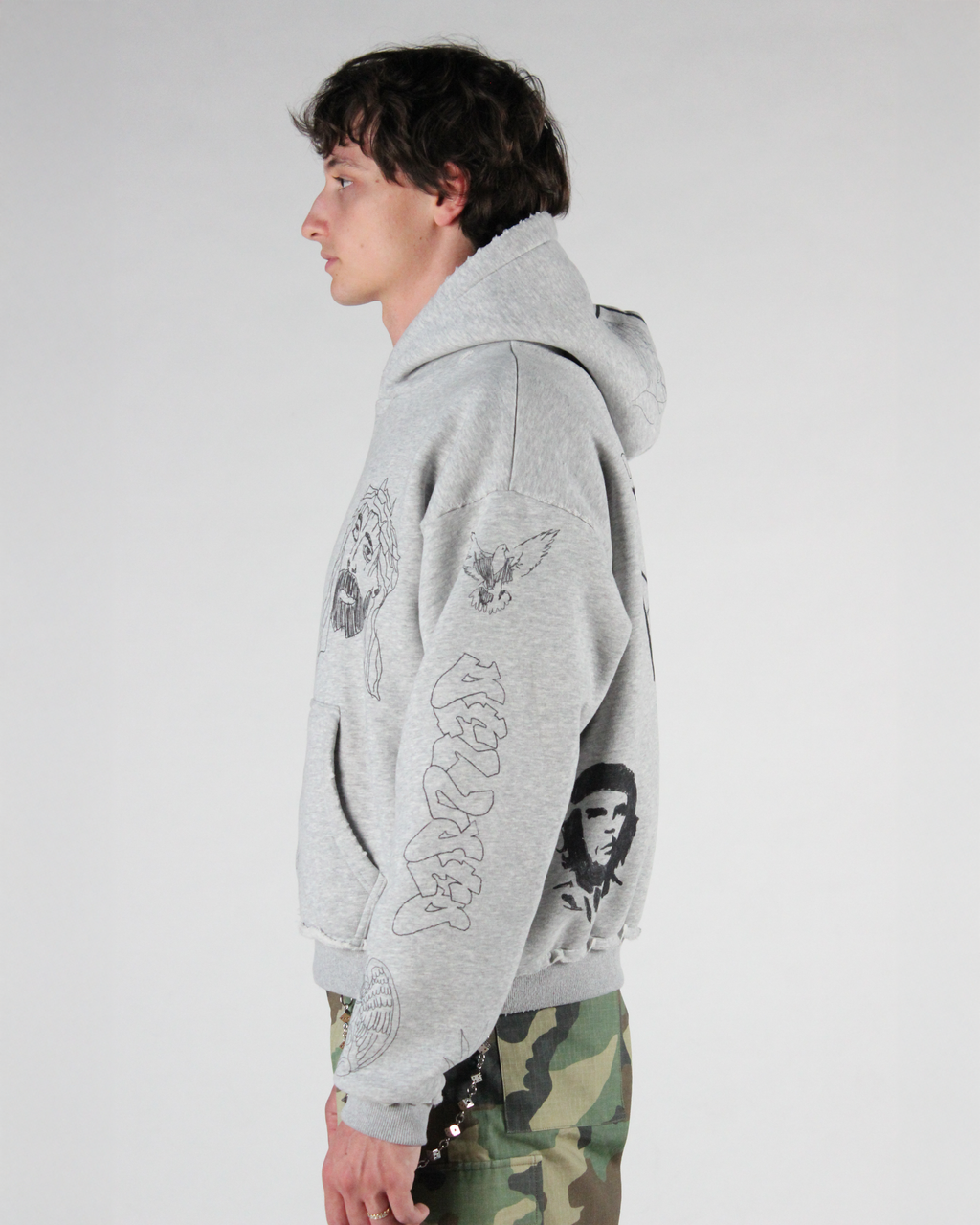 SCRIBBLE HOODIE HEATHER GREY