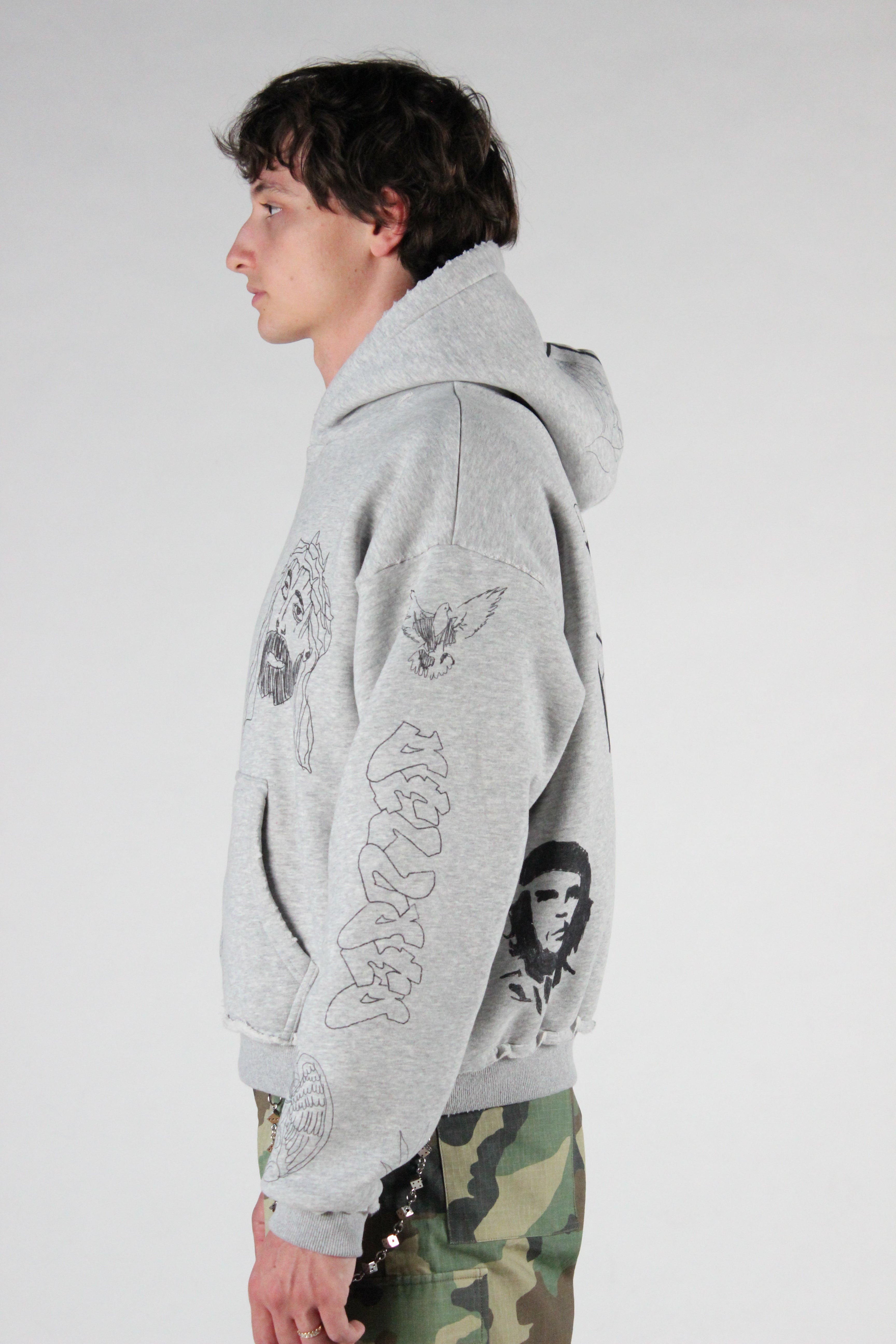 SCRIBBLE HOODIE HEATHER GREY