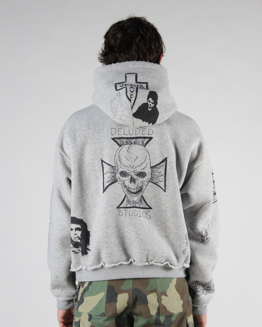 SCRIBBLE HOODIE HEATHER GREY