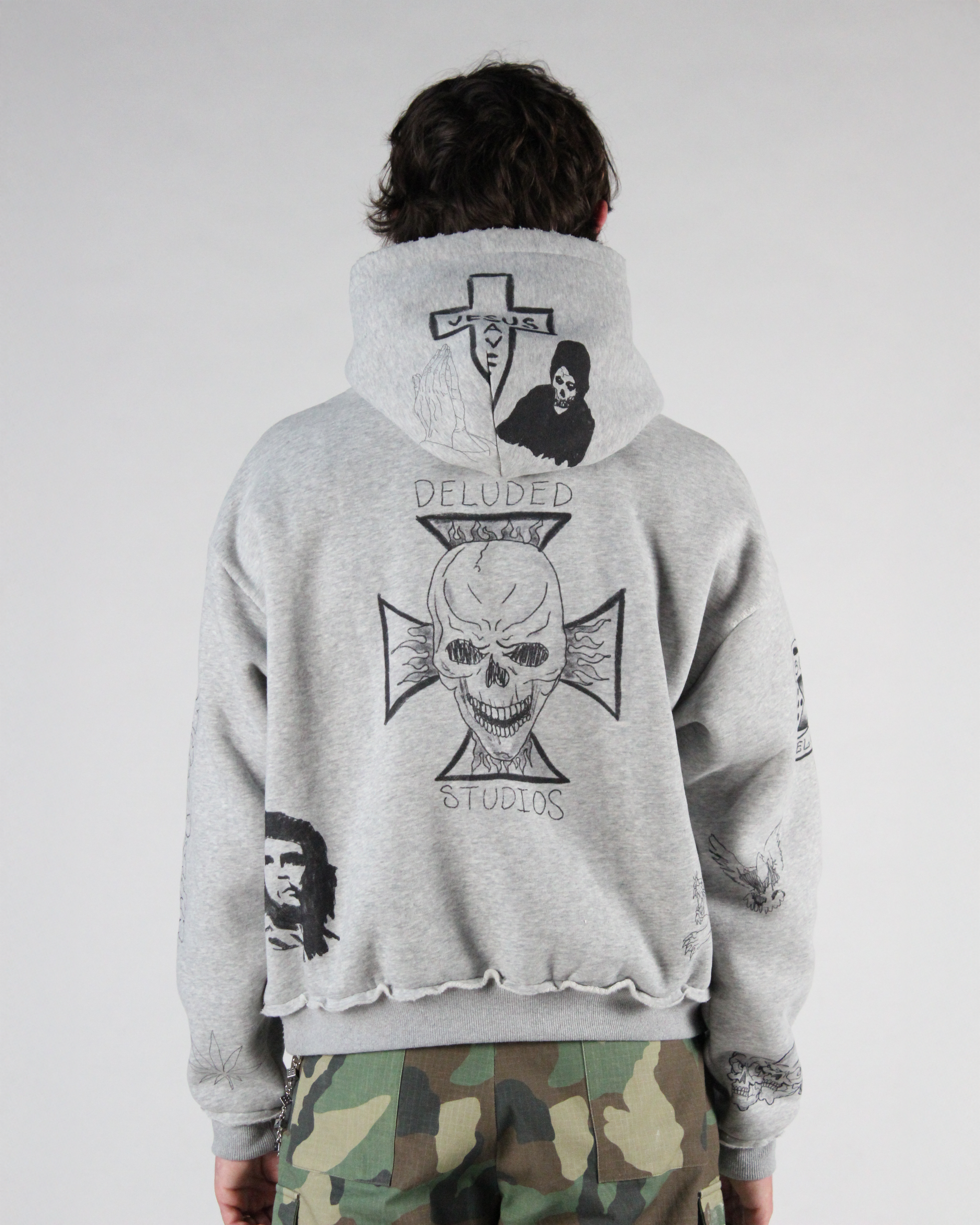 SCRIBBLE HOODIE HEATHER GREY