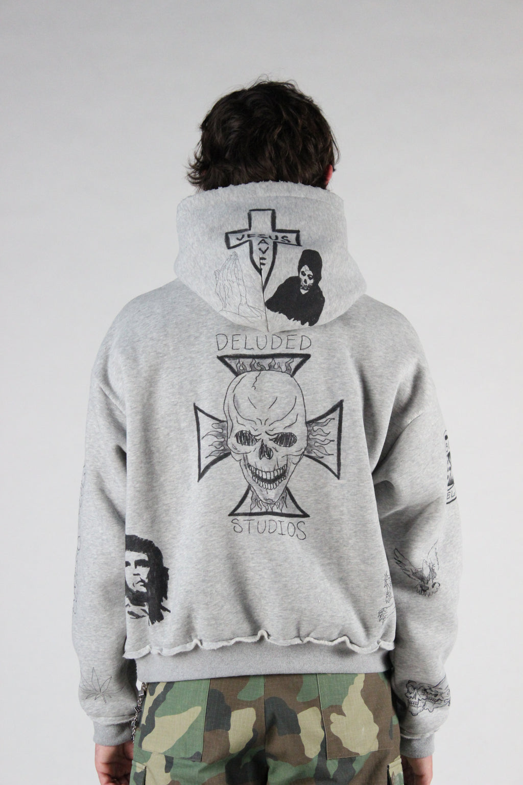 SCRIBBLE HOODIE HEATHER GREY
