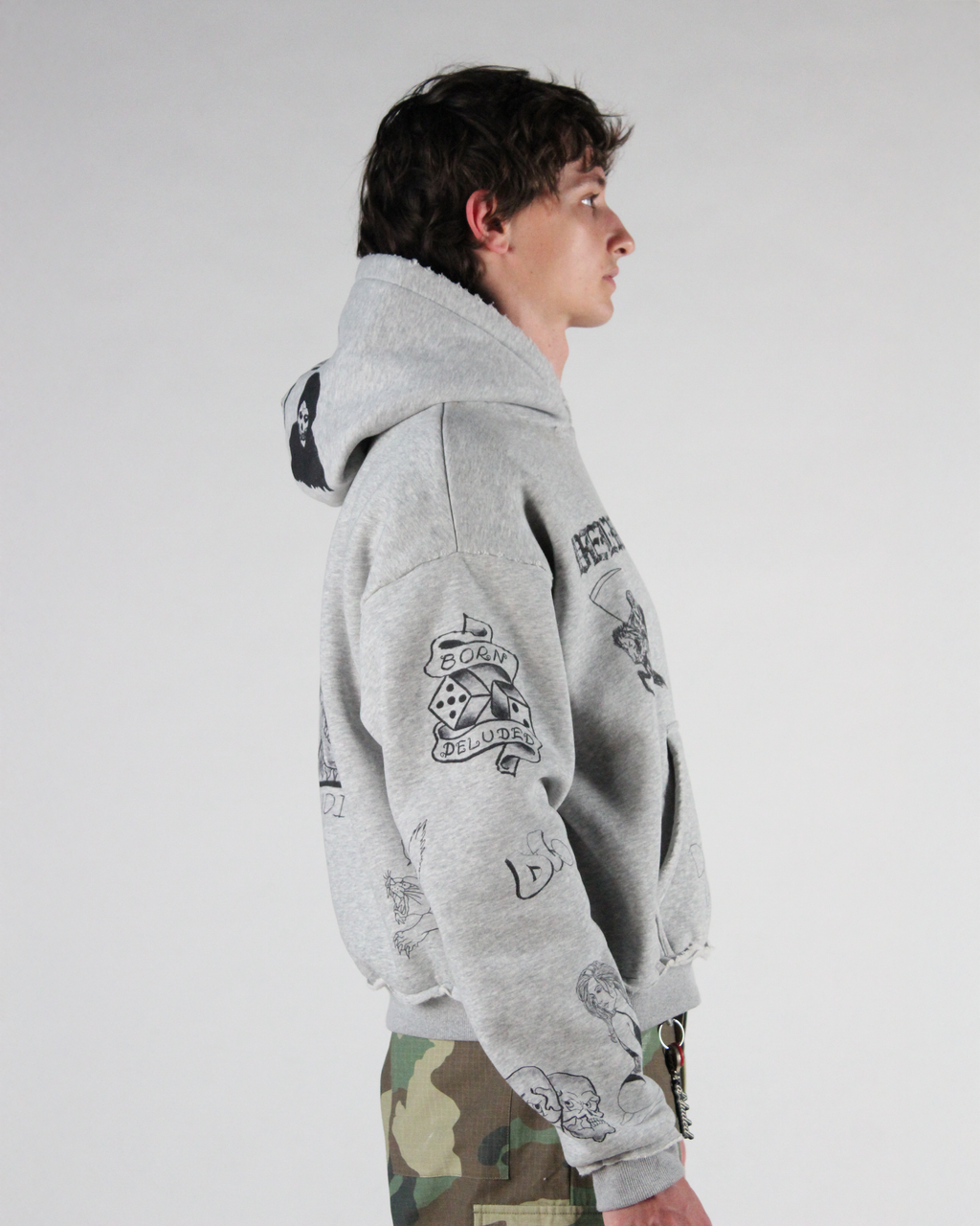 SCRIBBLE HOODIE HEATHER GREY