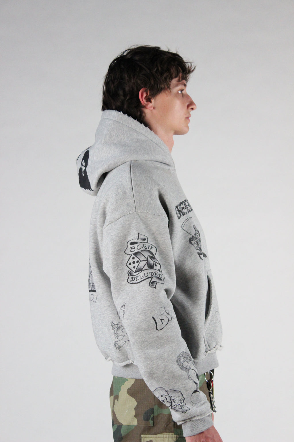 SCRIBBLE HOODIE HEATHER GREY