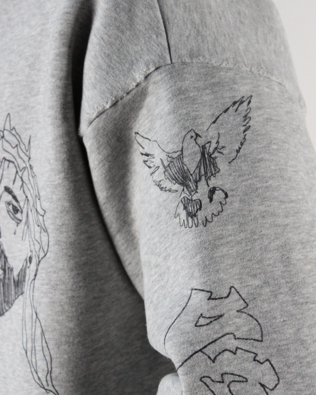 SCRIBBLE HOODIE HEATHER GREY