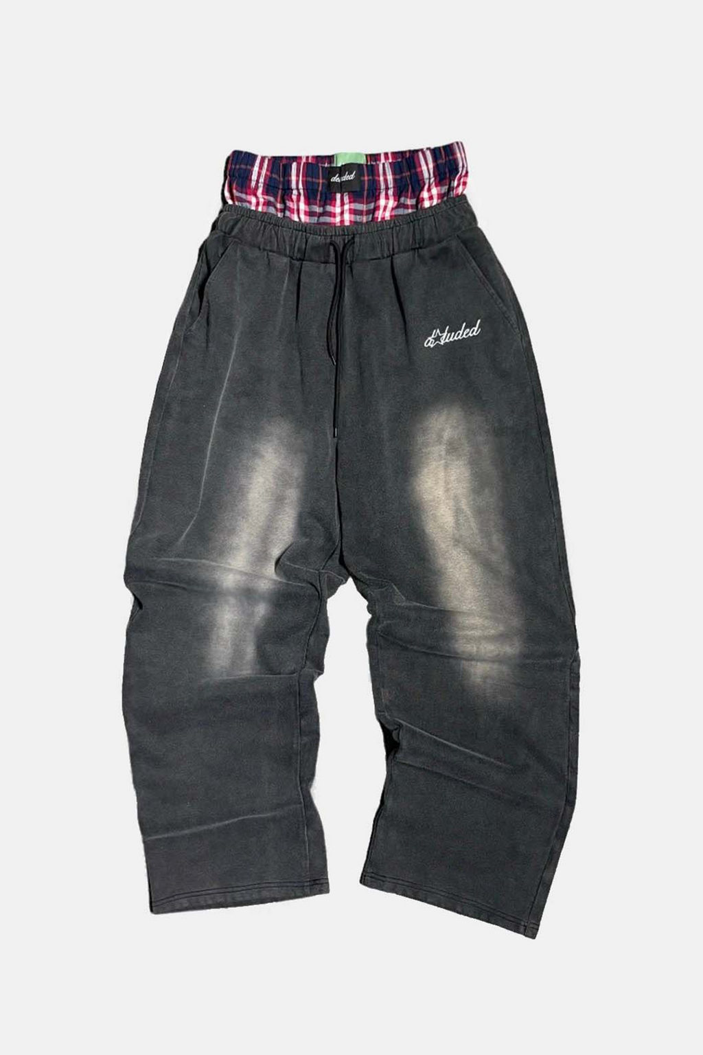 WASHED DOUBLE BOXER SWEATS IN STONE GREY