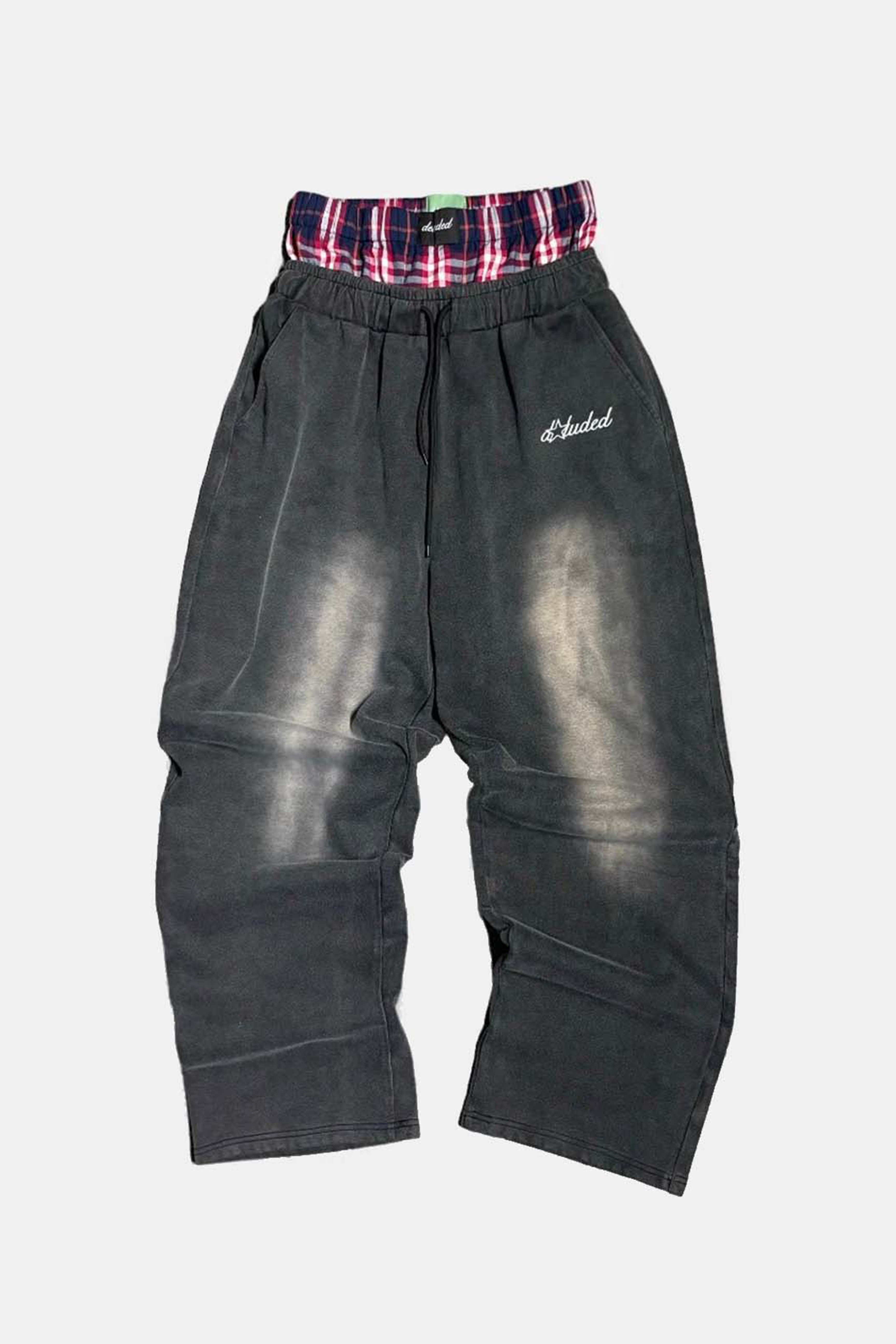 WASHED DOUBLE BOXER SWEATS IN STONE GREY