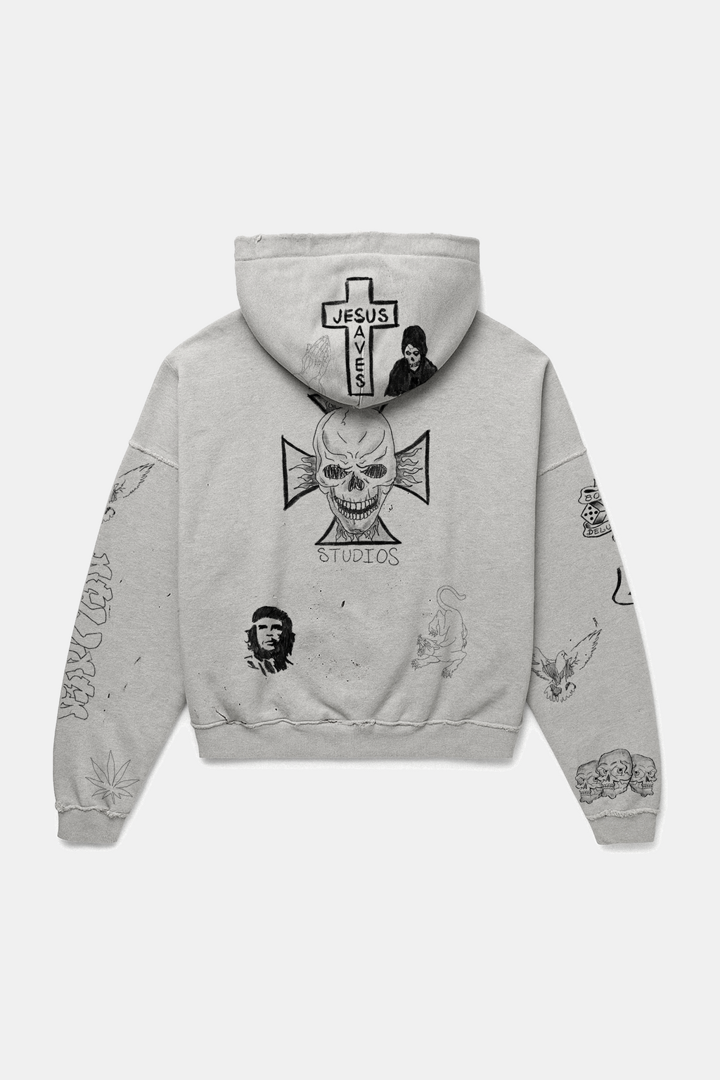 SCRIBBLE HOODIE HEATHER GREY