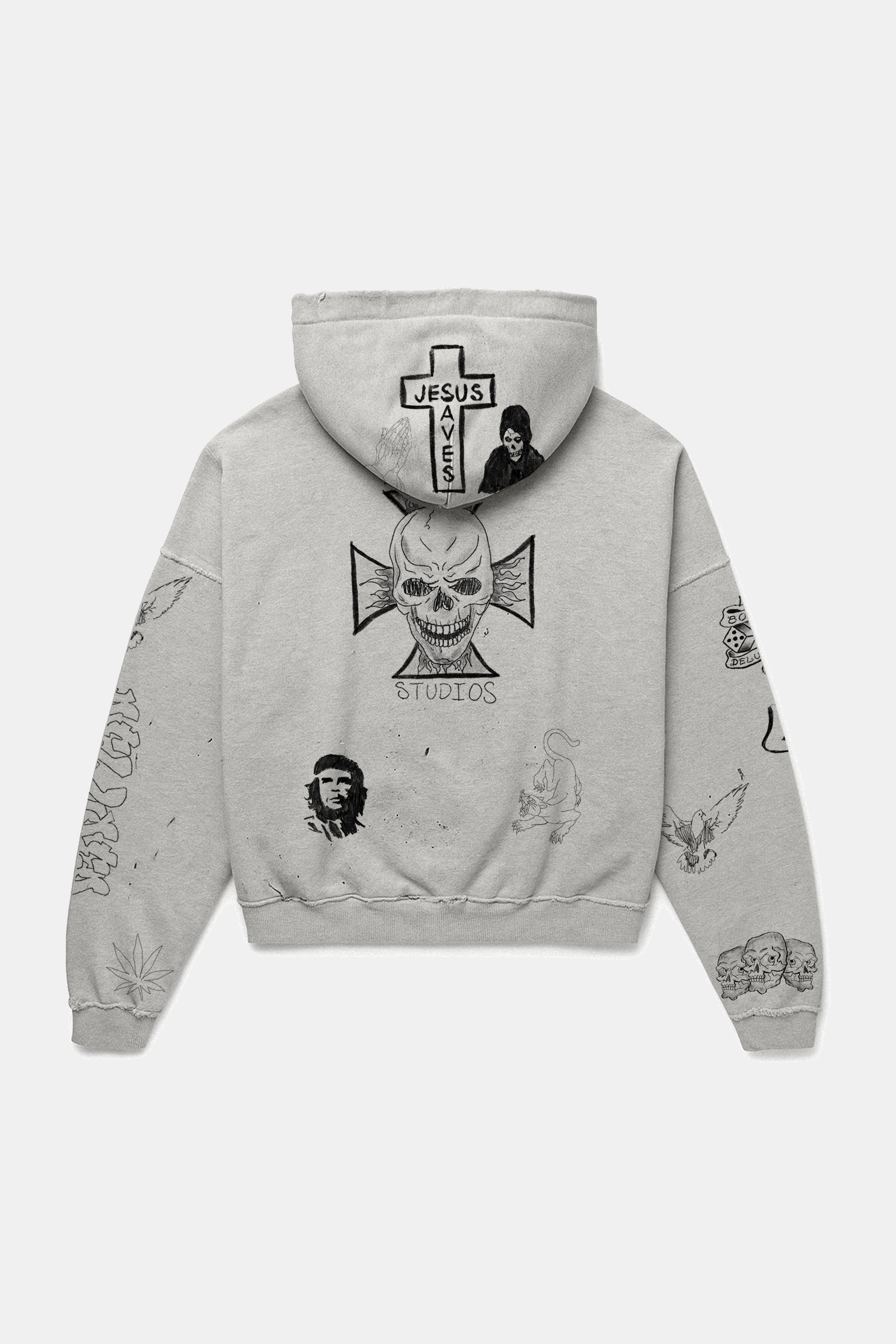 SCRIBBLE HOODIE HEATHER GREY