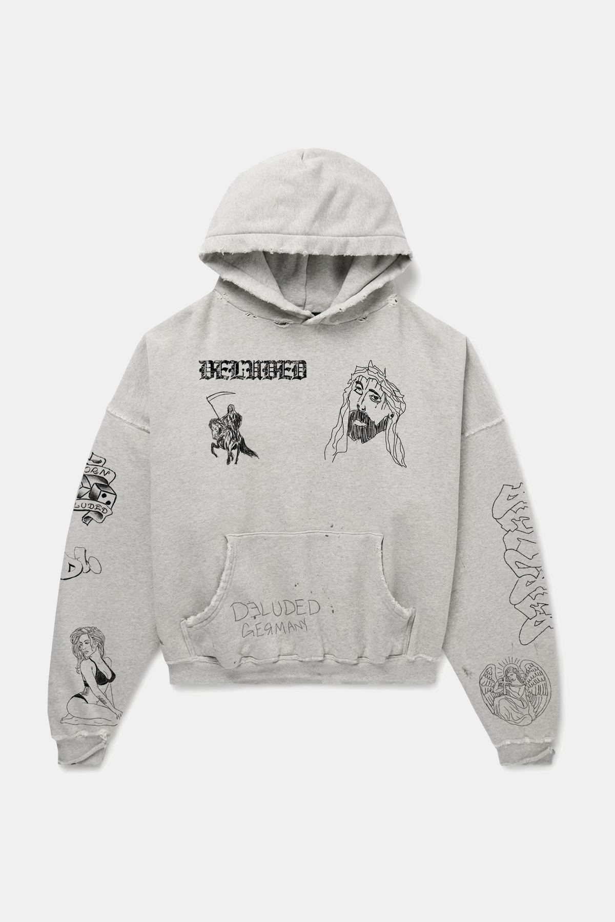 SCRIBBLE HOODIE HEATHER GREY