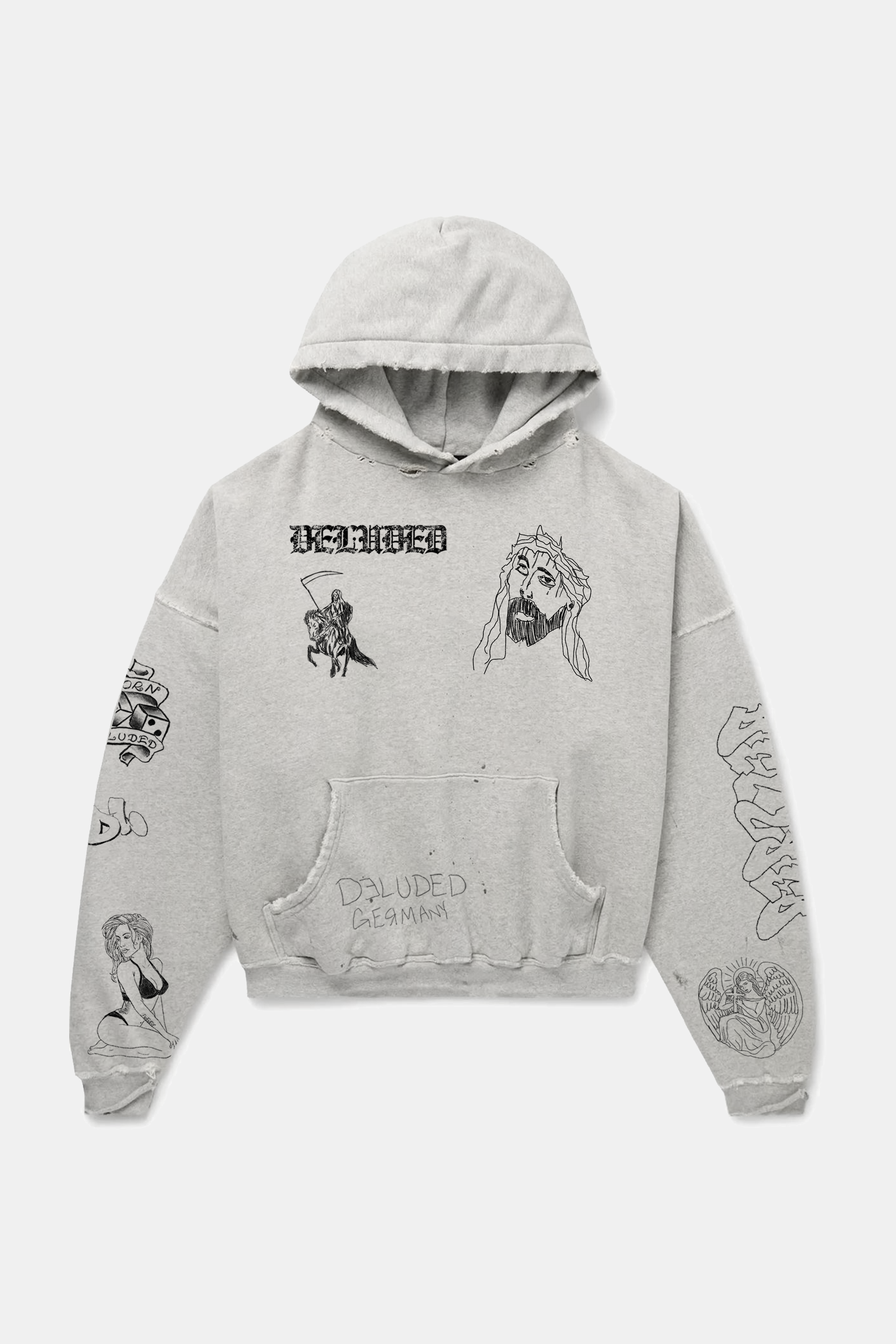 SCRIBBLE HOODIE HEATHER GREY