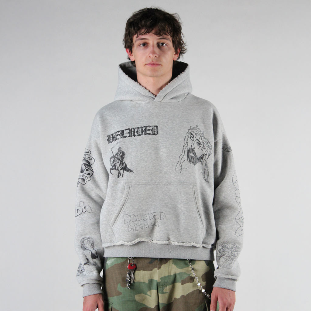 SCRIBBLE HOODIE HEATHER GREY