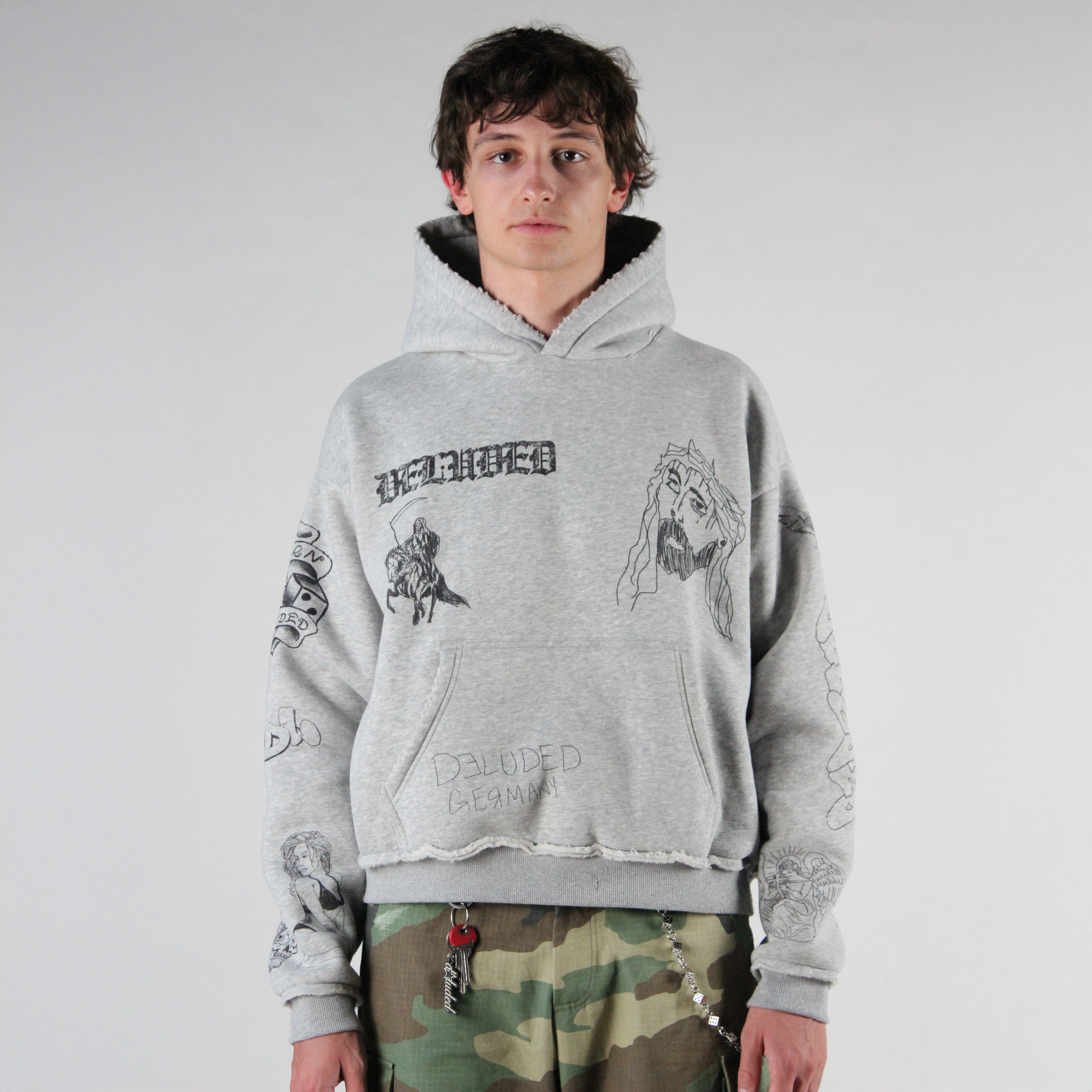 SCRIBBLE HOODIE HEATHER GREY