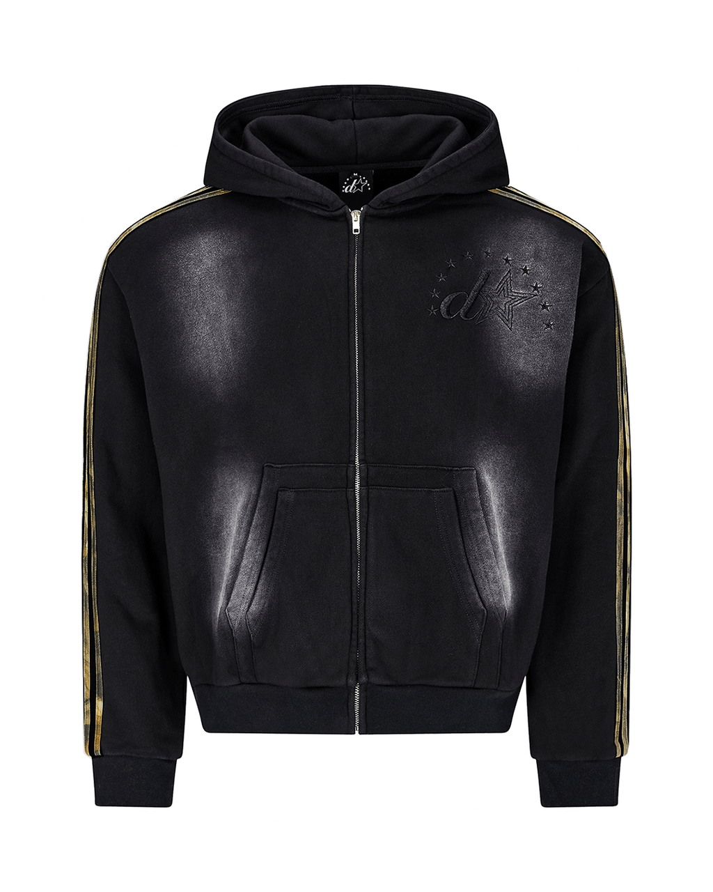 CAMO ZIP HOODIE IN WASHED BLACK