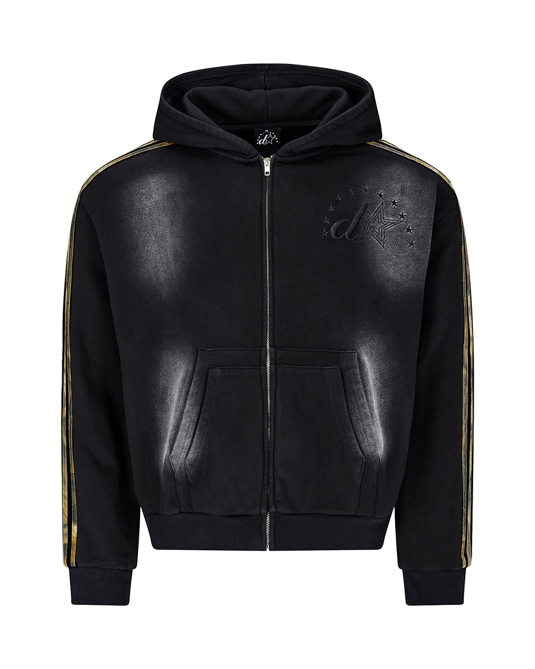 CAMO ZIP HOODIE IN WASHED BLACK