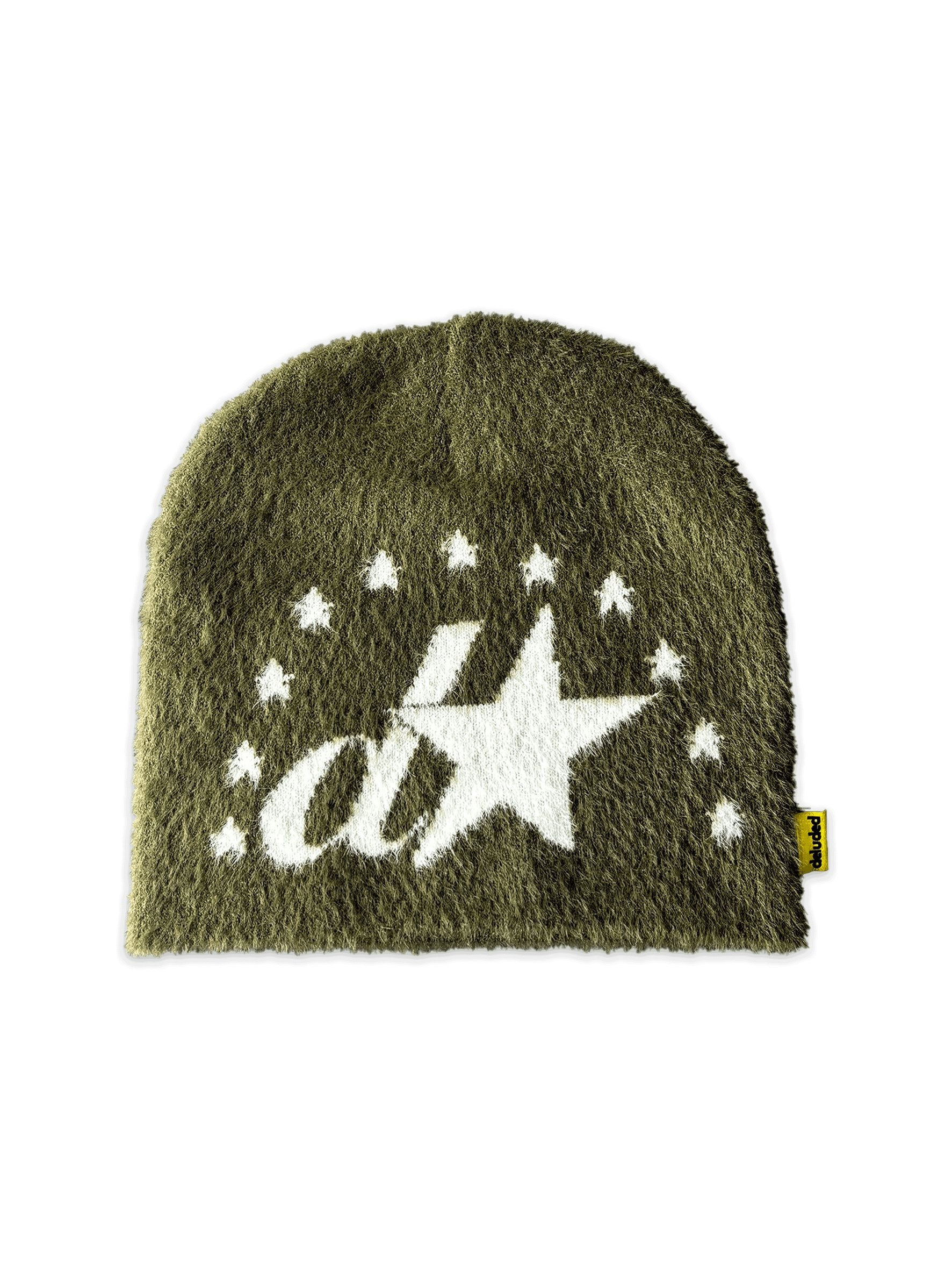 FUZZY BEANIE IN MOSS GREEN