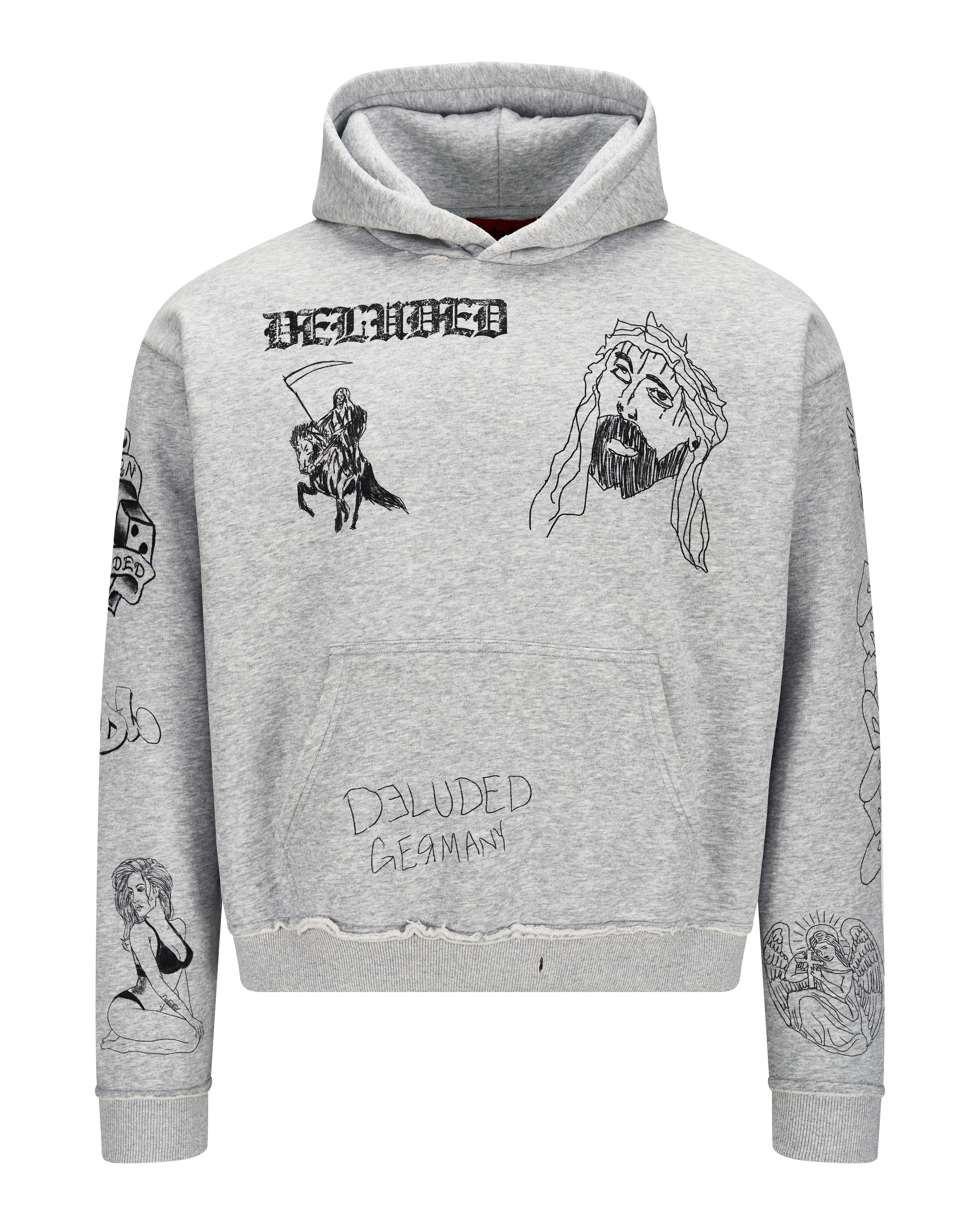 SCRIBBLE HOODIE HEATHER GREY